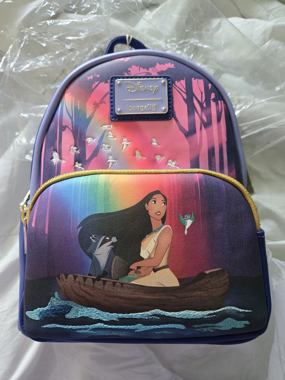 Loungefly Disney Pocahontas Rainbow Mini Backpack NWT